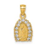 14k Polished CZ Our Lady of Guadalupe Charm Pendant