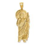14k Polished CZ Standing Saint Jude Figure Pendant - Image 3