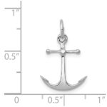 14K White Gold Solid Polished 3-D Anchor Charm - Image 3