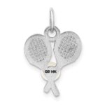 14K White Gold Tennis Racquets with Freshwater Cultured Pearl Ball Charm - Image 3