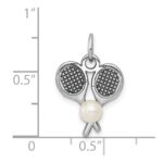 14K White Gold Tennis Racquets with Freshwater Cultured Pearl Ball Charm - Image 4
