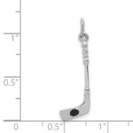 14K White Gold Solid 3-D Enameled Hockey Stick Charm - Image 4