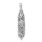 14K White Gold 3-D Mezuzah Pendant