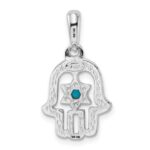 14k White Gold Turquoise Chamseh Pendant - Image 3