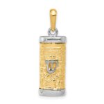 14K Two-Tone 3-D Mezuzah with Shin Pendant