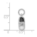 14k  3-D White Gold Baby Shoe Charm - Image 3