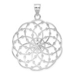 14k White Gold Diamond-cut Spiral Circle Pendant - Image 3