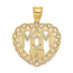 14k Two-tone MOM in Heart Frame with Flower Charm - Image 4