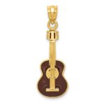 14k Brown Enameled Acoustic Guitar Pendant