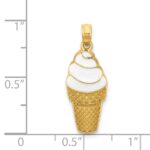 14k White Enameled Vanilla Ice Cream Cone Pendant - Image 4