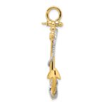14k Two-tone 3-D Large Anchor with Entwined Rope Accent Pendant - Image 2