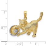 14k and White Rhodium Cat Playing with Yarn in Basket Charm - Image 4