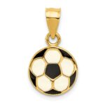 14k Black and White Enameled Flat Soccer Ball Pendant