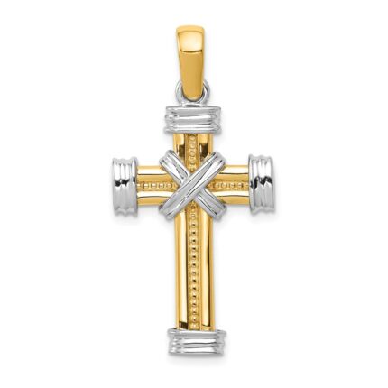 14k Two-tone Center -X- Latin Cross Pendant