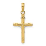 14K Two-tone INRI Hollow Crucifix Charm - Image 4