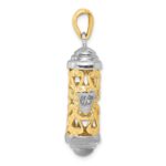 14K Two-Tone 3-D Mezuzah Pendant - Image 2