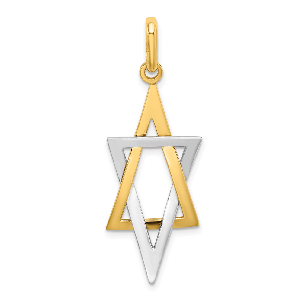 K2309.jpg 14K and White Rhodium Elongated Star Of David Charm - Image 1