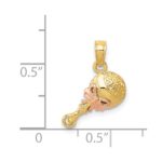 14k Two-tone Baby Rattle Pendant - Image 4