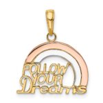 14k Two-tone with White Rhodium FOLLOW YOUR DREAMS Rainbow Charm