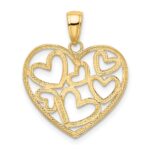 14K and White Rhodium Polished Hearts inside Heart Pendant - Image 3
