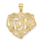 14k Two-tone with White Rhodium MOM Heart Pendant - Image 3