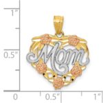 14k Two-tone with White Rhodium MOM Heart Pendant - Image 4