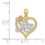 14k Two-tone with White Rhodium MOM with Butterfly Heart Pendant - Image 4