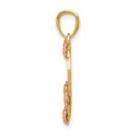 14k Two-tone with White Rhodium GRANDMA Heart with Flowers Pendant - Image 2