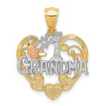 14k Two-tone with White Rhodium #1 GRANDMA Heart Pendant