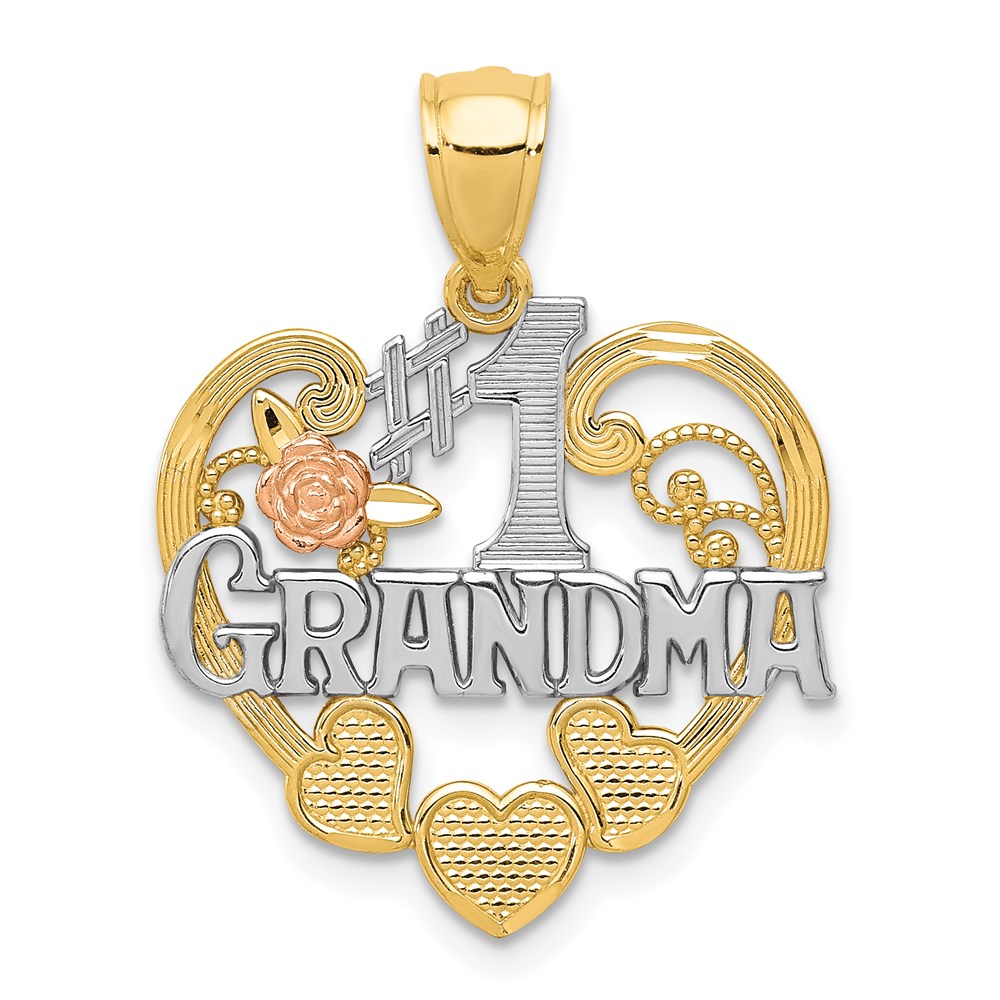 K2683.jpg 14k Two-tone with White Rhodium #1 GRANDMA Heart Pendant - Image 1