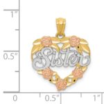 14k Two-tone with White Rhodium SISTER Heart Pendant - Image 4