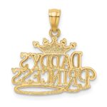 14k and White Rhodium DADDYS PRINCESS with Crown Pendant - Image 3