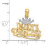 14k and White Rhodium DADDYS PRINCESS with Crown Pendant - Image 4