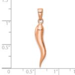 14k Rose Gold Large 3-D Italian Horn Pendant - Image 4