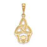 14K and White Rhodium Diamond-cut Claddagh Trinity Knot Pendant - Image 3