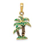 14k 3-D Enameled Palm Trees Pendant