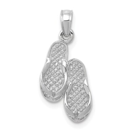 14k  3-D White Gold Flip Flops Pendant