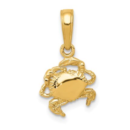14k Small Crab Pendant