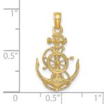 14k Small Anchor with Rope and Ships Wheel Pendant - Image 3