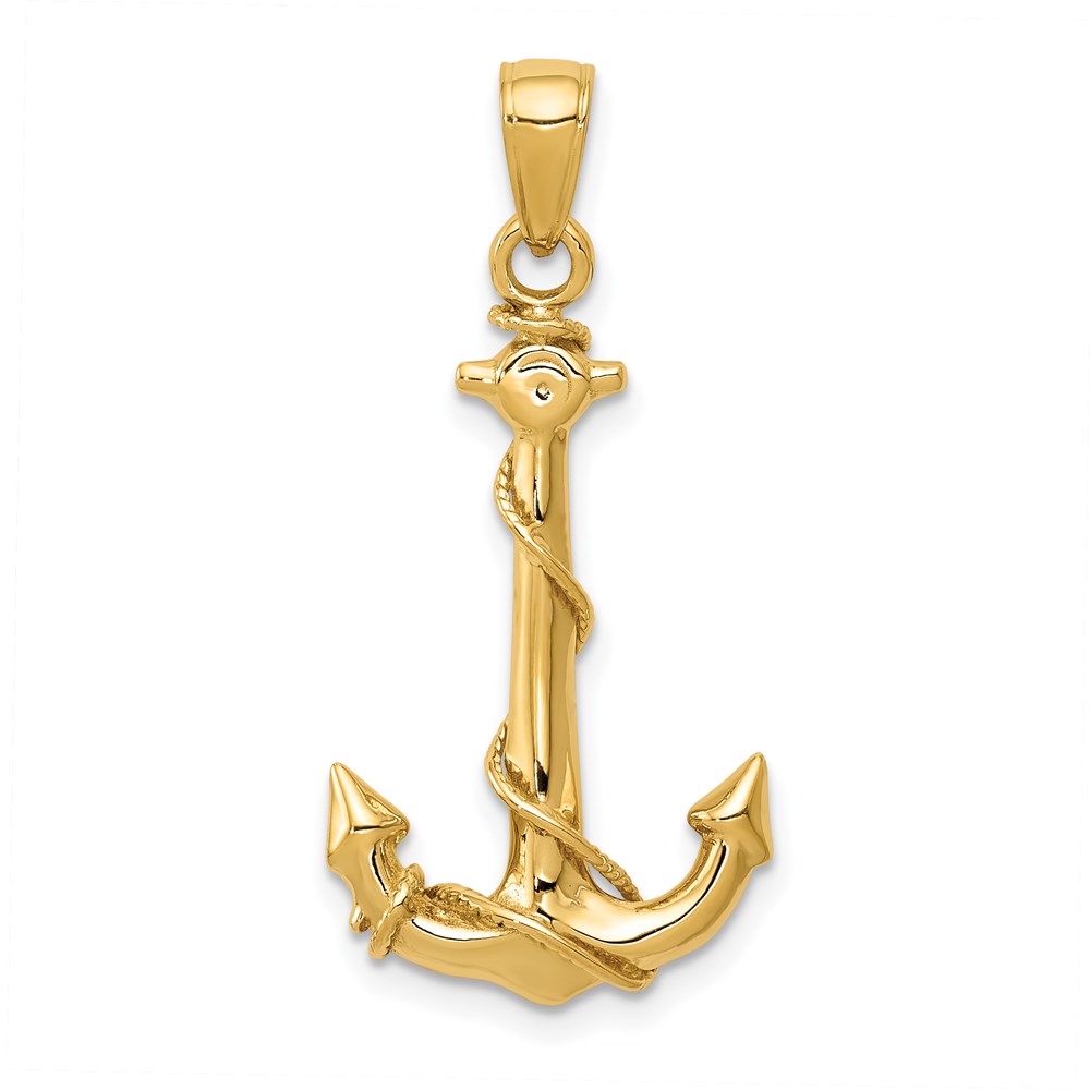 K3091.jpg 14K 3-D Anchor with Rope Pendant - Image 1