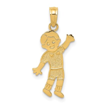 14K Boy Waving Pendant