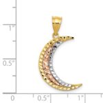 14K Two-tone with White Rhodium Diamond-cut Moon Pendant - Image 4