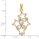 14K and White Rhodium Diamond-cut Star Cluster Charm - Image 3