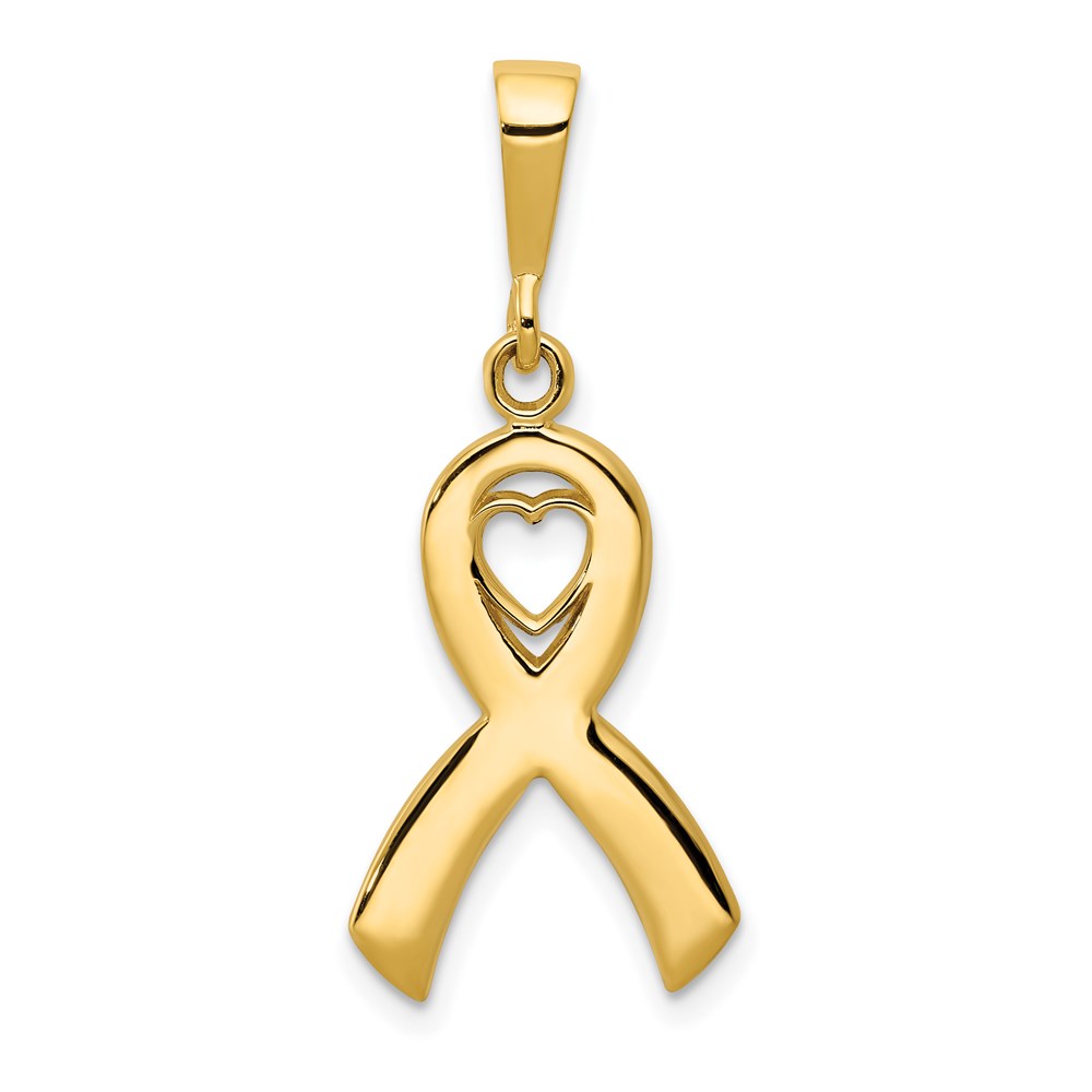 K3211.jpg 14k Heart In Awareness Ribbon Pendant - Image 1