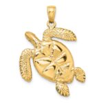 14k 3-D Green Enameled Sea Turtle Pendant - Image 3