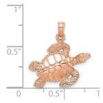 14k Rose Gold Textured Sea Turtle Charm - Image 3