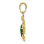 14k Green Enameled Sea Turtle Pendant - Image 2