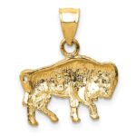 14K Satin Diamond-cut Buffalo Pendant - Image 4