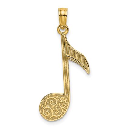14k Scroll Design Music Note Charm
