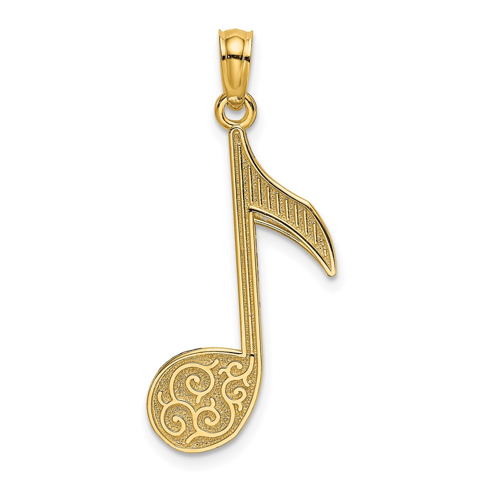 K3498.jpg 14k Scroll Design Music Note Charm - Image 1